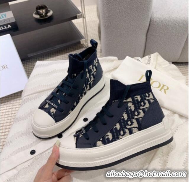 Purchase Dior Walk'n'Dior High-top Platform Sneakers in Oblique Knit Navy Blue 912005