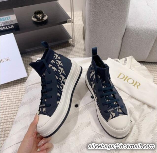 Purchase Dior Walk'n'Dior High-top Platform Sneakers in Oblique Knit Navy Blue 912005