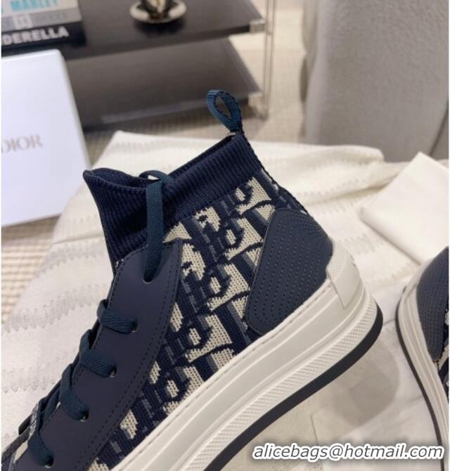 Purchase Dior Walk'n'Dior High-top Platform Sneakers in Oblique Knit Navy Blue 912005