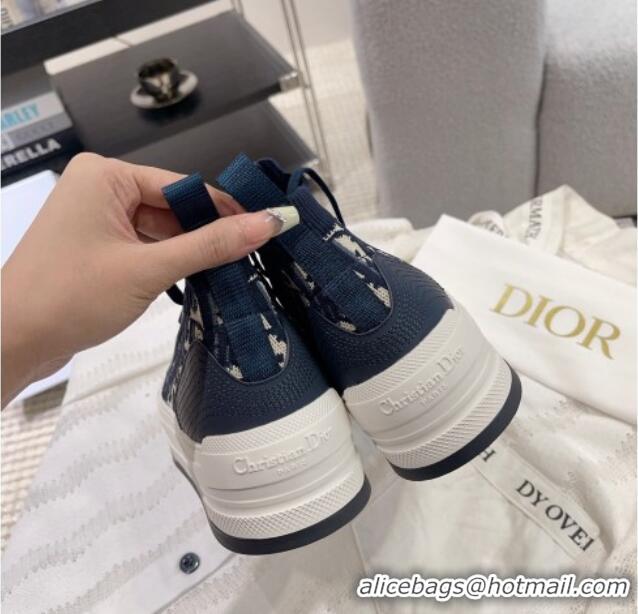 Purchase Dior Walk'n'Dior High-top Platform Sneakers in Oblique Knit Navy Blue 912005