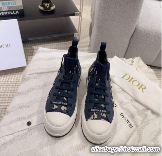 Purchase Dior Walk'n'Dior High-top Platform Sneakers in Oblique Knit Navy Blue 912005