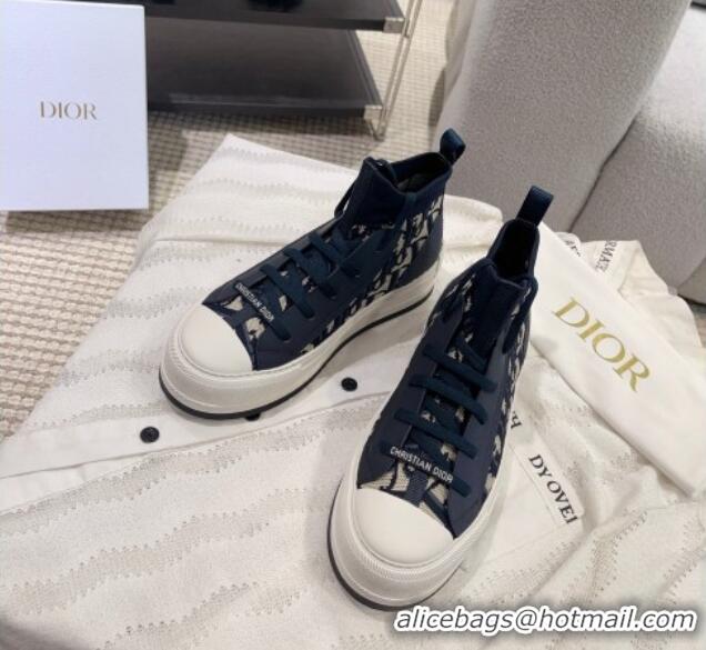 Purchase Dior Walk'n'Dior High-top Platform Sneakers in Oblique Knit Navy Blue 912005