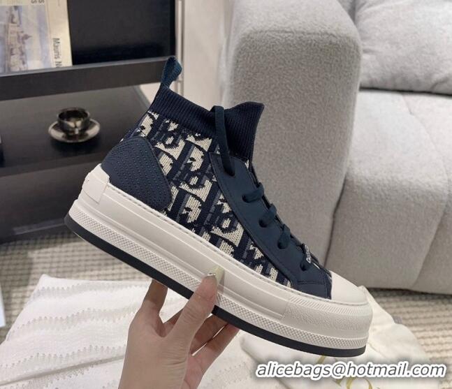 Purchase Dior Walk'n'Dior High-top Platform Sneakers in Oblique Knit Navy Blue 912005