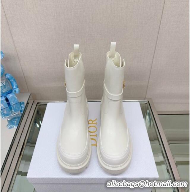 Grade Quality Dior Empreinte Calfskin Ankle Boots with CD Strap White 912008