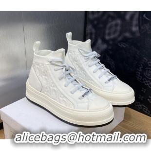 Good Looking Dior Walk'n'Dior High-top Platform Sneakers in Oblique Knit White 916001