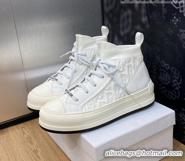 Good Looking Dior Walk'n'Dior High-top Platform Sneakers in Oblique Knit White 916001