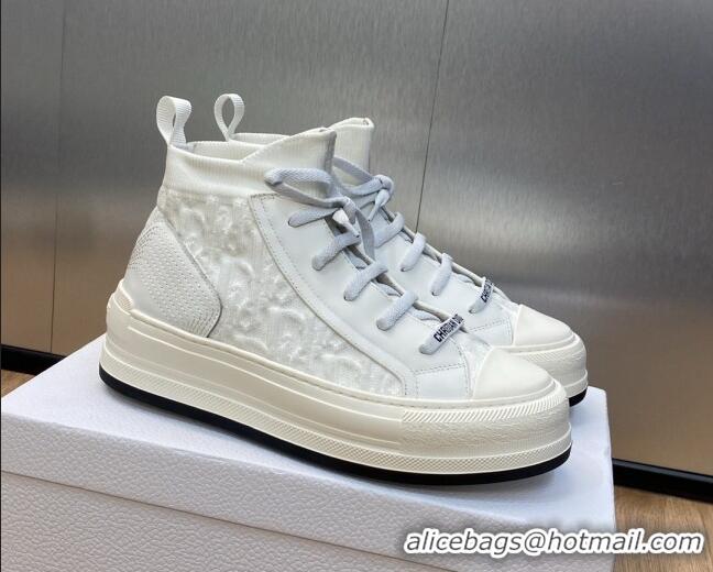 Good Looking Dior Walk'n'Dior High-top Platform Sneakers in Oblique Knit White 916001