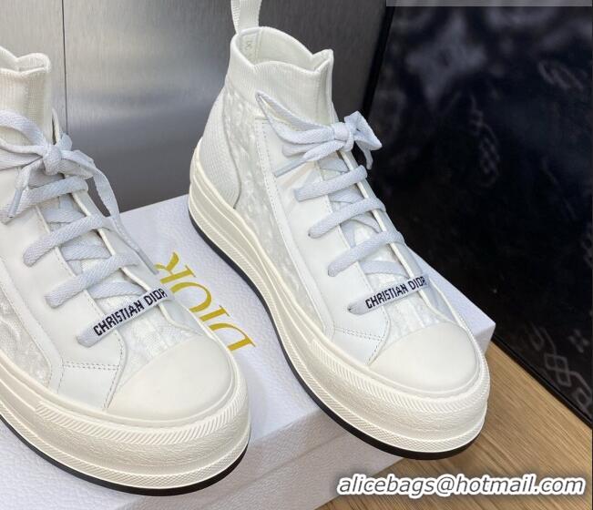 Good Looking Dior Walk'n'Dior High-top Platform Sneakers in Oblique Knit White 916001