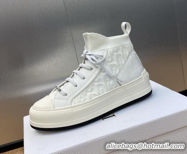 Good Looking Dior Walk'n'Dior High-top Platform Sneakers in Oblique Knit White 916001