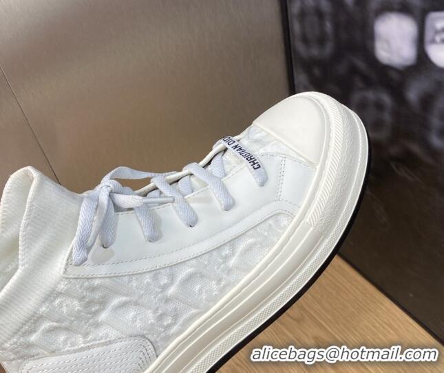 Good Looking Dior Walk'n'Dior High-top Platform Sneakers in Oblique Knit White 916001