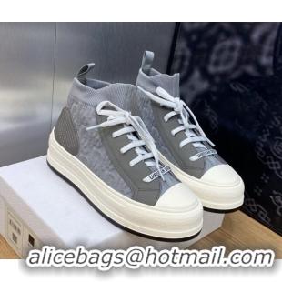 Unique Style Dior Walk'n'Dior High-top Platform Sneakers in Oblique Knit Dark Grey 916002