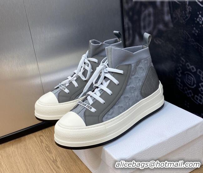 Unique Style Dior Walk'n'Dior High-top Platform Sneakers in Oblique Knit Dark Grey 916002