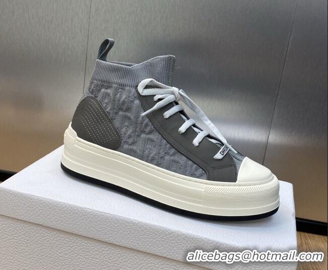 Unique Style Dior Walk'n'Dior High-top Platform Sneakers in Oblique Knit Dark Grey 916002