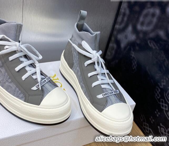 Unique Style Dior Walk'n'Dior High-top Platform Sneakers in Oblique Knit Dark Grey 916002