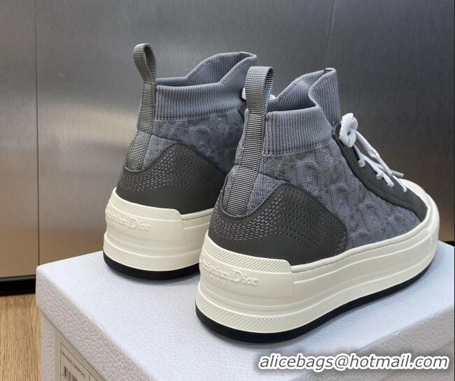 Unique Style Dior Walk'n'Dior High-top Platform Sneakers in Oblique Knit Dark Grey 916002