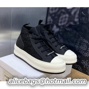 Classic Hot Dior Walk'n'Dior High-top Platform Sneakers in Oblique Knit Black/White 916003