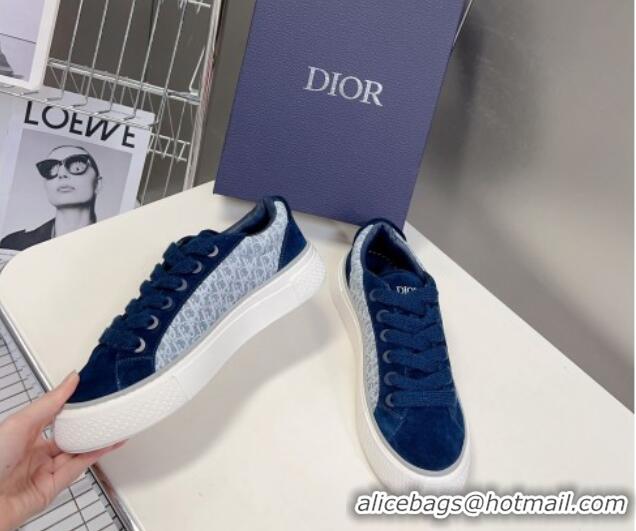 Popular Style Dior B33 Low-top Sneakers in Oblique Jacquard and Suede Navy Blue 926005