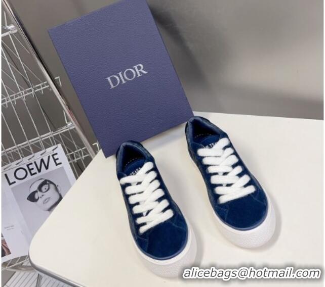 Cheap Price Dior B33 Tears Low-top Sneakers in Oblique Denim and Suede Navy Blue 926009