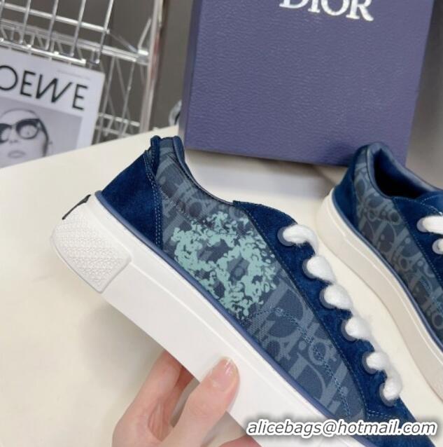 Cheap Price Dior B33 Tears Low-top Sneakers in Oblique Denim and Suede Navy Blue 926009