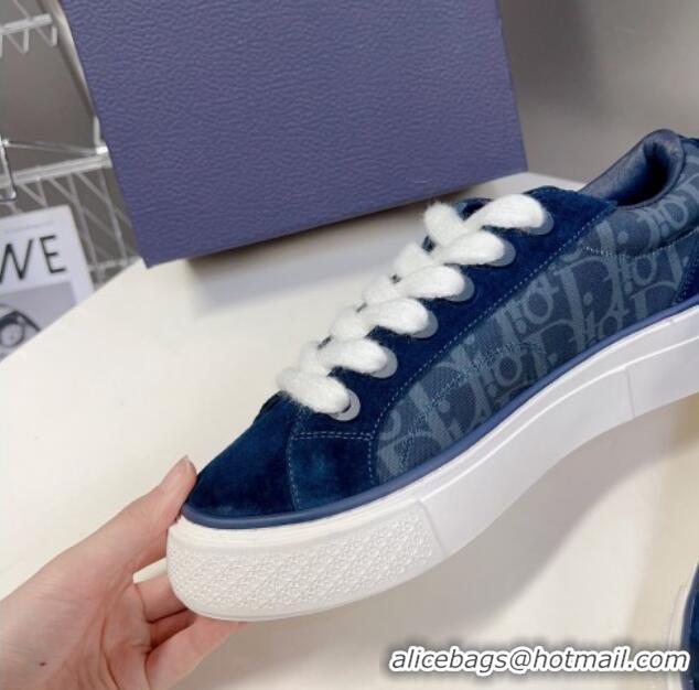 Cheap Price Dior B33 Tears Low-top Sneakers in Oblique Denim and Suede Navy Blue 926009