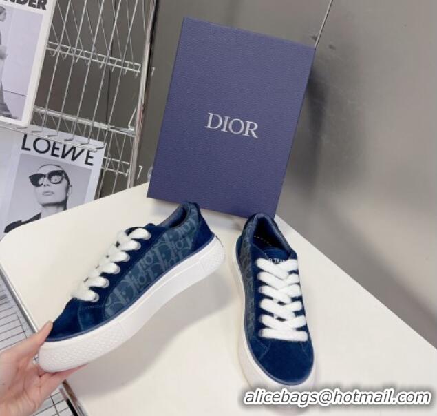 Cheap Price Dior B33 Tears Low-top Sneakers in Oblique Denim and Suede Navy Blue 926009