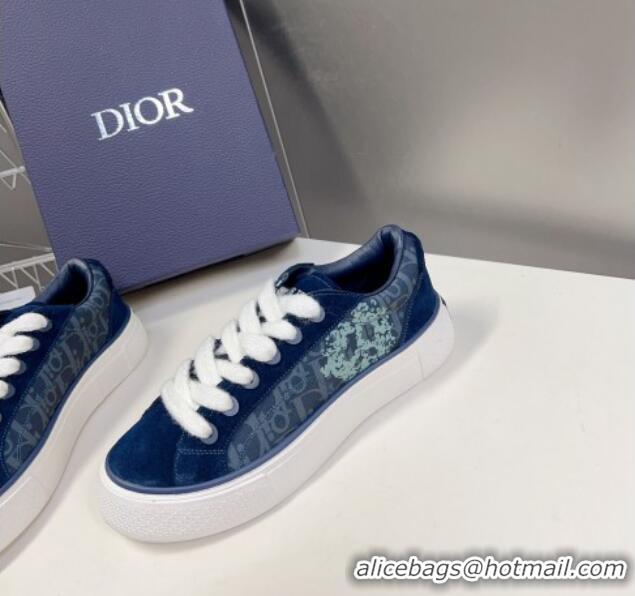 Cheap Price Dior B33 Tears Low-top Sneakers in Oblique Denim and Suede Navy Blue 926009