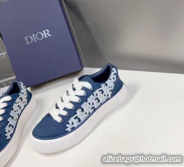 Durable Dior B33 Low-top Sneakers in Navy Blue Smooth Calfskin and Cream Oblique Raised Embroidery 926010