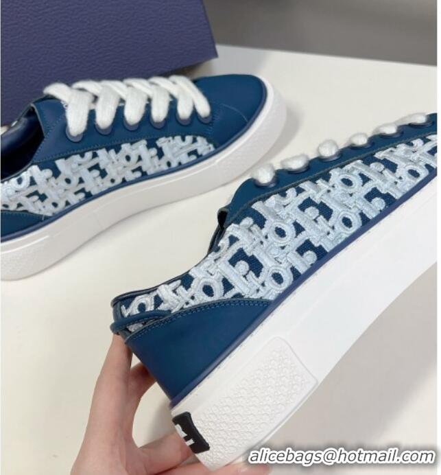 Durable Dior B33 Low-top Sneakers in Navy Blue Smooth Calfskin and Cream Oblique Raised Embroidery 926010