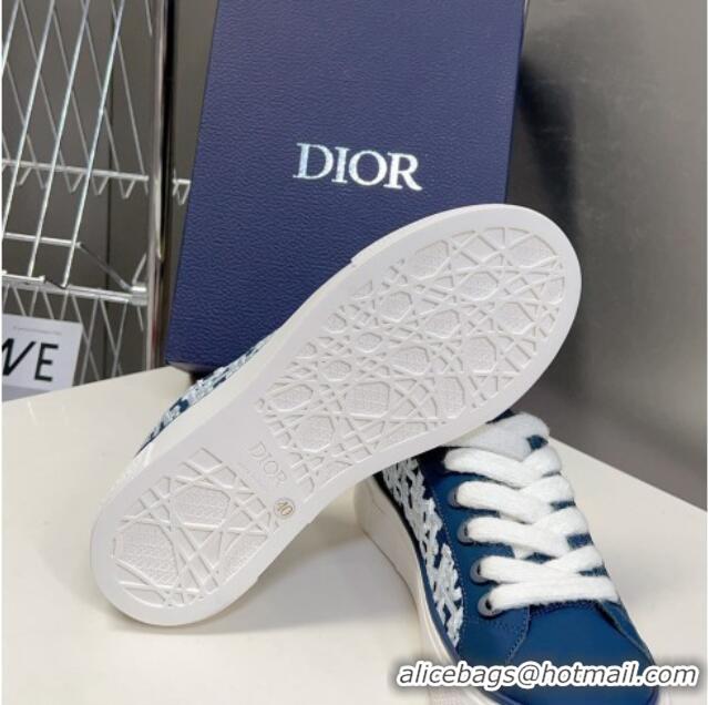 Durable Dior B33 Low-top Sneakers in Navy Blue Smooth Calfskin and Cream Oblique Raised Embroidery 926010