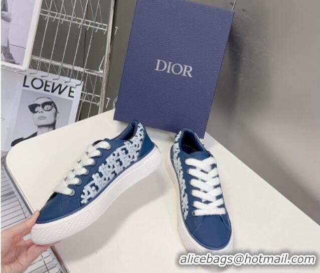 Durable Dior B33 Low-top Sneakers in Navy Blue Smooth Calfskin and Cream Oblique Raised Embroidery 926010