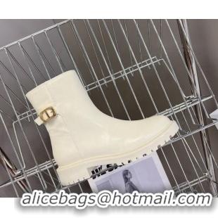 Big Discount Dior 30 Montaigne Calfskin Ankle Boots with CD Strap White 011083