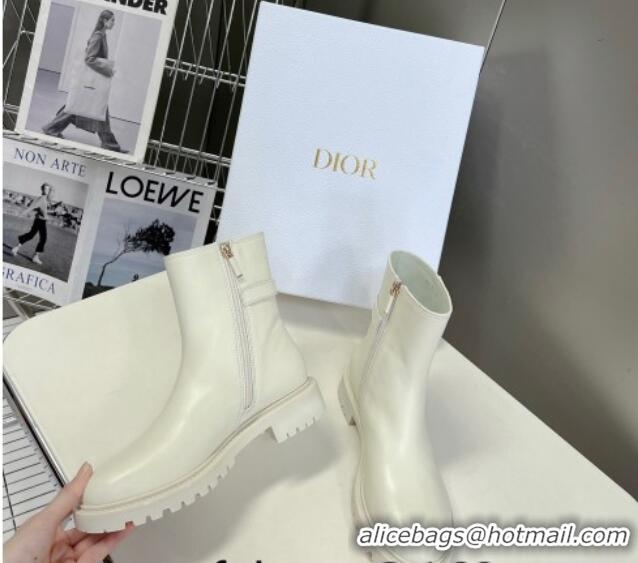 Big Discount Dior 30 Montaigne Calfskin Ankle Boots with CD Strap White 011083