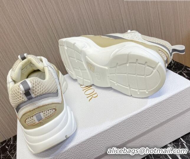 Charming Dior B22 Sneakers in Mesh and Smooth Calfskin White/Beige 1011085