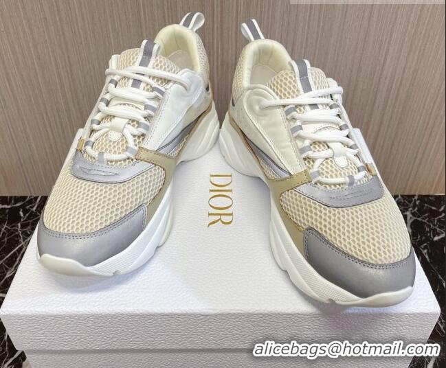 Charming Dior B22 Sneakers in Mesh and Smooth Calfskin White/Beige 1011085