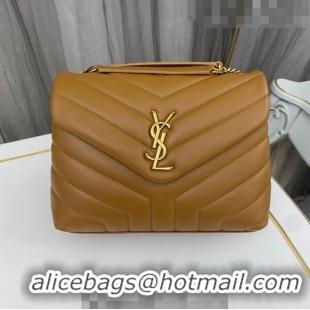 Famous Brand Saint Laurent Loulou Small Bag in "Y" Matelasse Leather 494699 Brown/Gold 2023