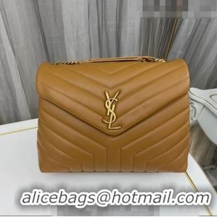 Top Quality Saint Laurent Loulou Large Bag in Matelasse "Y" Leather 459749 Brown/Gold 2023