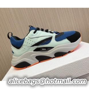 Duplicate Dior B22 Sneakers in Mesh and Smooth Calfskin Blue 011093