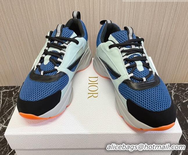 Duplicate Dior B22 Sneakers in Mesh and Smooth Calfskin Blue 011093