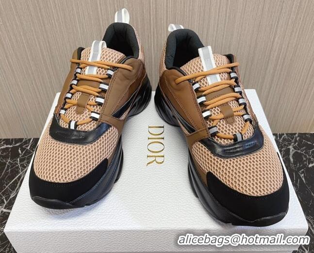 Sumptuous Dior B22 Sneakers in Mesh and Smooth Calfskin Brown 011094