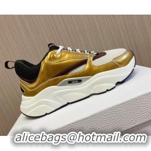 Unique Style Dior B22 Sneakers in Mesh and Smooth Calfskin Gold 011098