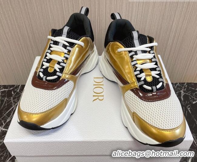 Unique Style Dior B22 Sneakers in Mesh and Smooth Calfskin Gold 011098