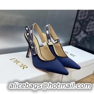 Shop Duplicate Dior J'Adior Slingback Pumps 9.5cm in Purple Embroidered Satin and Cotton 026090