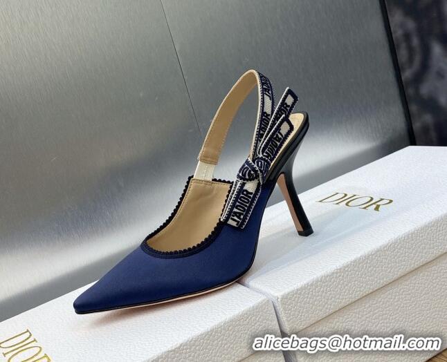 Shop Duplicate Dior J'Adior Slingback Pumps 9.5cm in Purple Embroidered Satin and Cotton 026090