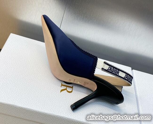 Shop Duplicate Dior J'Adior Slingback Pumps 9.5cm in Purple Embroidered Satin and Cotton 026090