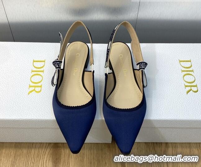 Duplicate Dior J'Adior Slingback Ballet Flat in Purple Embroidered Satin and Cotton 026092