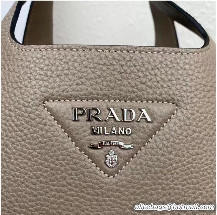 Famous Brand Prada Flou Leather Tote Bag 1BG335 Grey