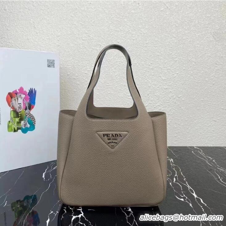 Famous Brand Prada Flou Leather Tote Bag 1BG335 Grey