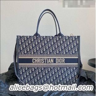 Unique Style Dior Large Book Tote Bag Bag in Ecru White and Blue Dior Oblique Embroidery CD5009