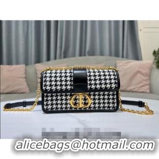 Promotional Dior 30 Montaigne East-West Bag with Chain in Black and White Houndstooth Embroidery CD5011