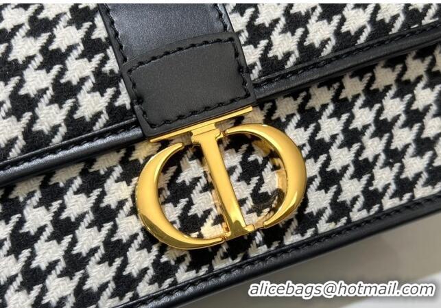 Promotional Dior 30 Montaigne East-West Bag with Chain in Black and White Houndstooth Embroidery CD5011